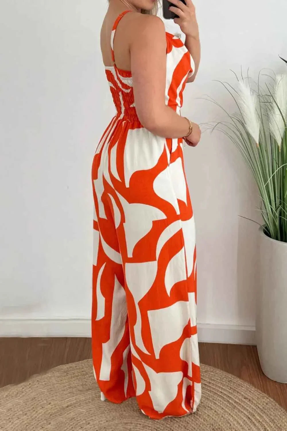 Two-Tone Spaghetti Strap : Wide Leg Jumpsuit