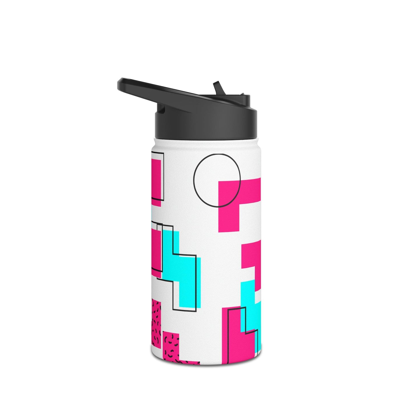 80s Geometric Stainless Steel Water Bottle, Standard Lid, 3 Sizes - Lizard Vigilante