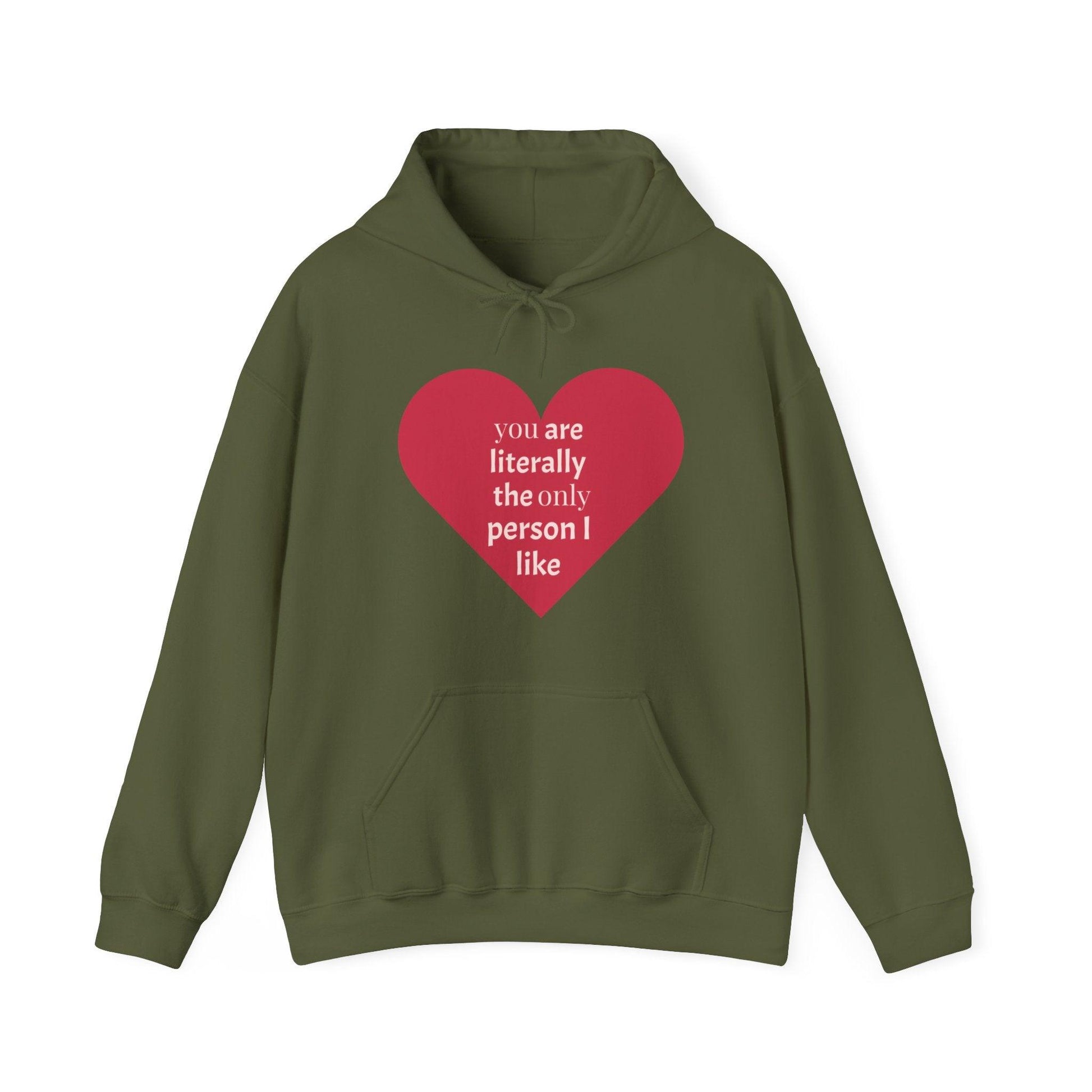 Valentine’s Day Heart Gift Unisex Heavy Blend™ Hooded Sweatshirt - you are literally the only person i can stand - Lizard Vigilante