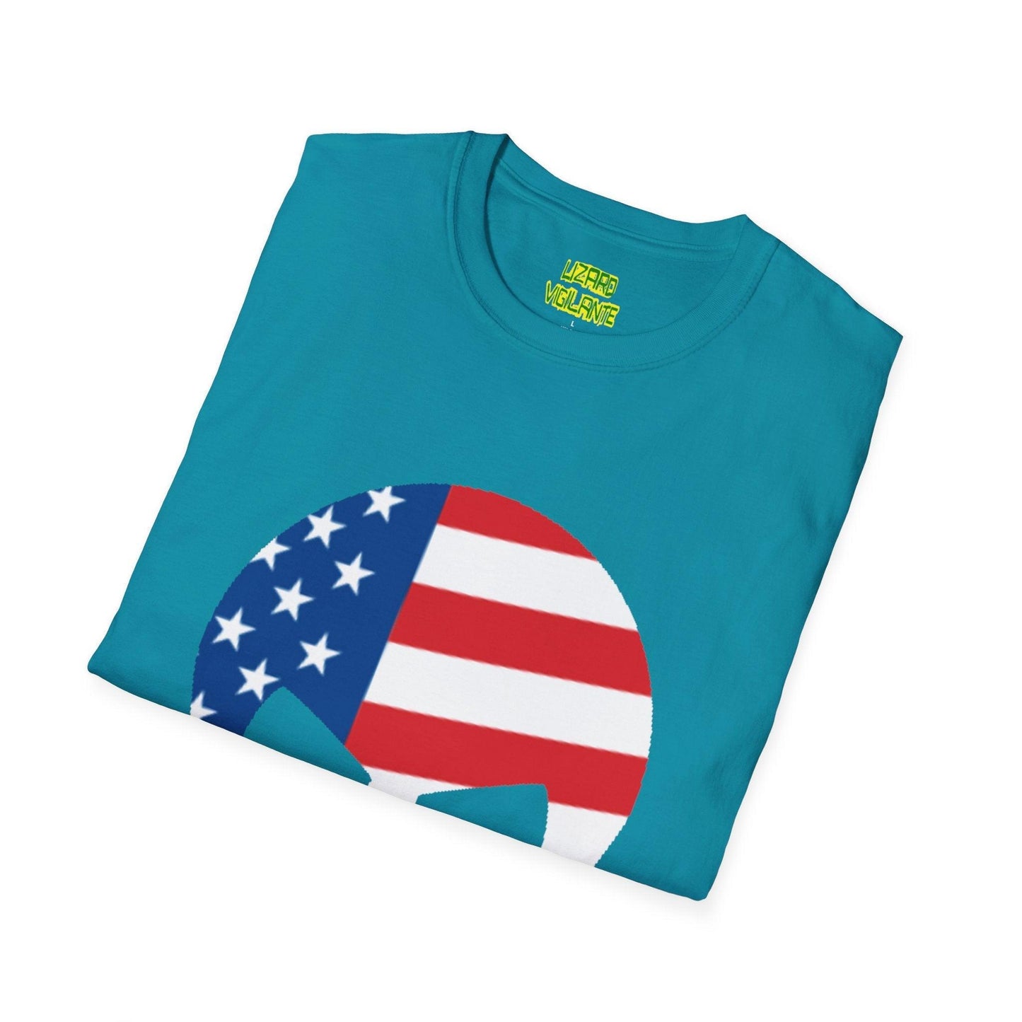 American Flag Skull Graphic Unisex Softstyle USA T-Shirt - Lizard Vigilante