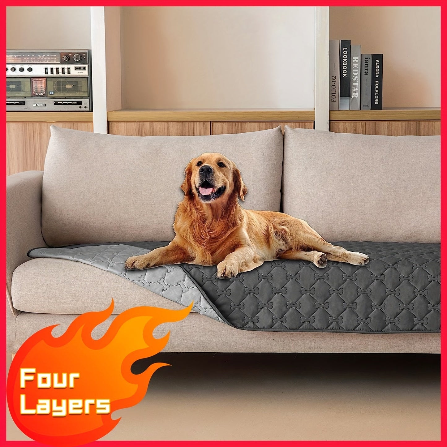 Extra Large Reversible High Quality Dog Blanket - Double-Sided Pet Bed Cover with Bone Pattern, Machine Washable Sofa Protector for Medium/Large/Small Dogs & Cats, Indoor/Outdoor Use, Blanket for Bed