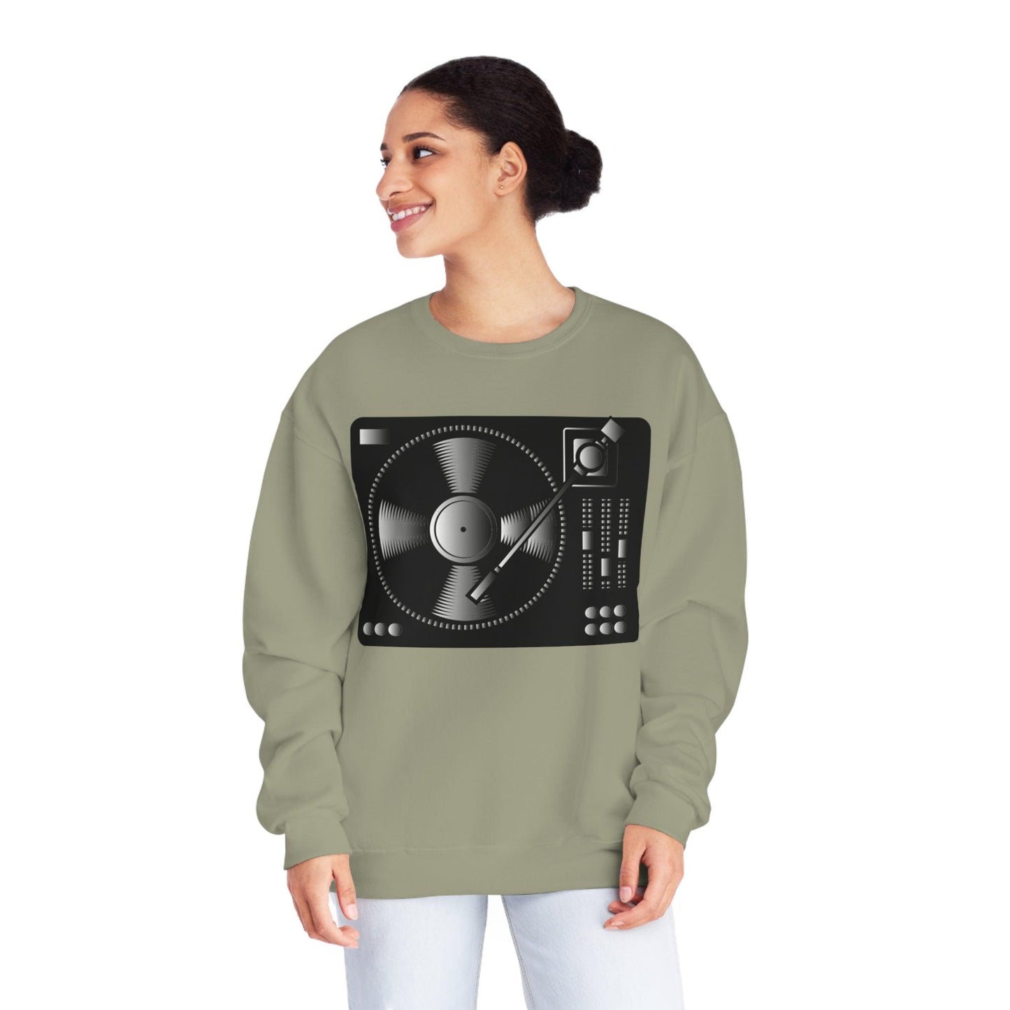 Turntable Record Player Unisex NuBlend® Crewneck DJ Sweatshirt - Lizard Vigilante