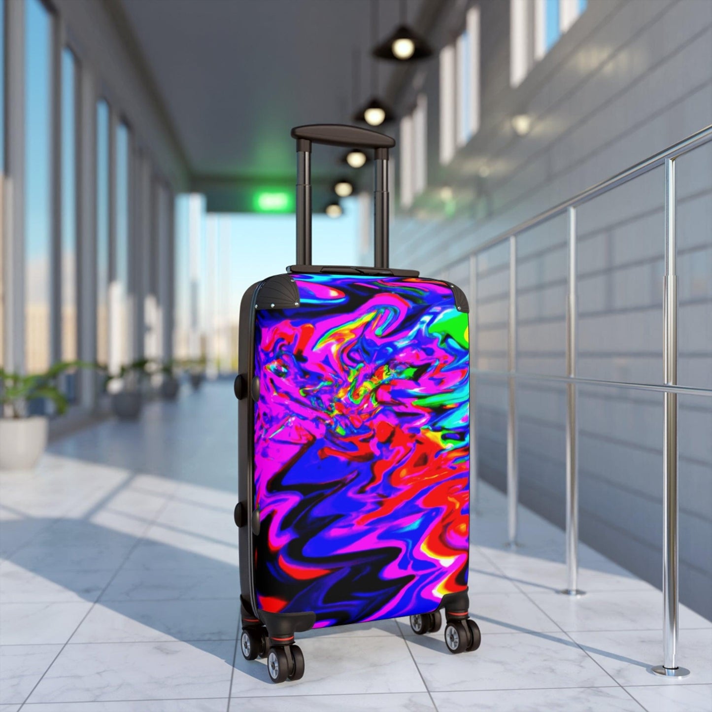 Lizard Vigilante's Squiggly Colors Travel Suitcase 360 degree Wheel Swivels Adjustable Handle Built-in Lock Sizes Small Medium and Large - Lizard Vigilante