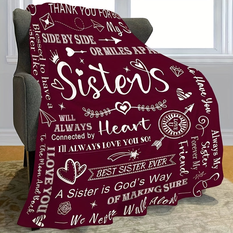 1pc To Sisters Gift Blanket, Lady's Gift, Sister Gift, Birthday Gift, Christmas Soft Cozy Purple Flannel Blanket