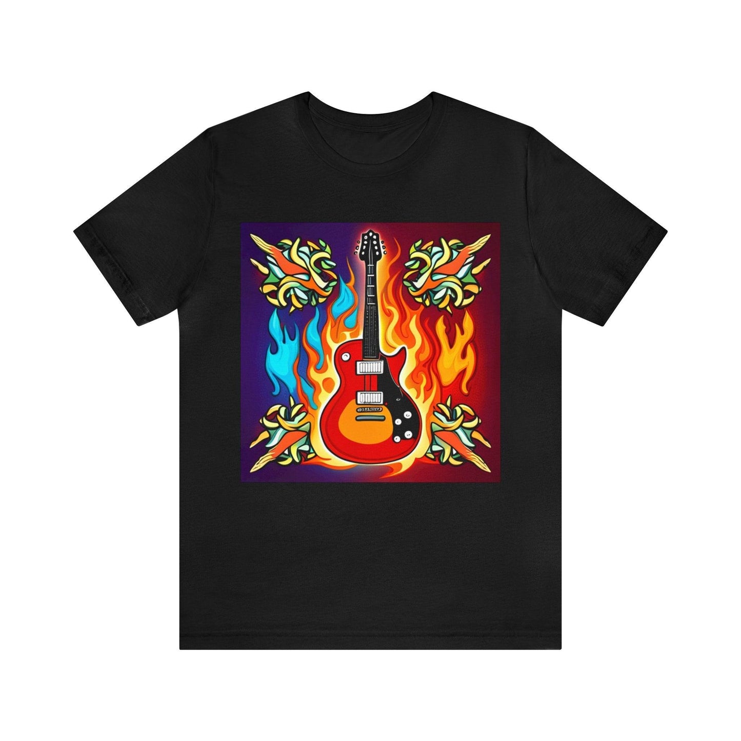 Flaming Axe Unisex Jersey Short Sleeve Tee Shirt Electric Guitar On Fire XS-3X - Lizard Vigilante