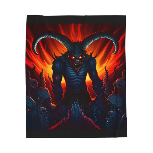 Horny Devil Velveteen Plush Blanket - Lizard Vigilante