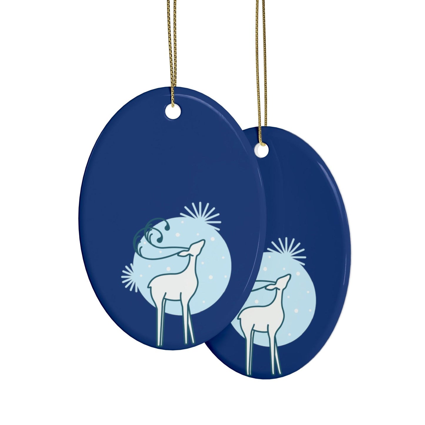 Blue Christmas Tree Reindeer Ceramic Ornaments (1pcs, 5pcs, 10pcs, 20pcs) - Lizard Vigilante