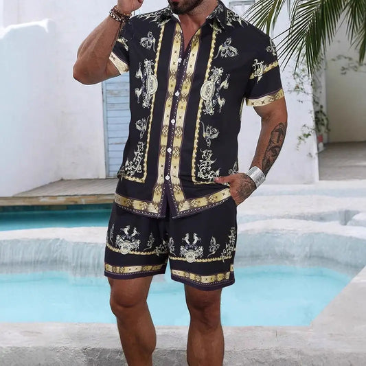 3D Digital Printing Men's Casual Loose Shirt Shorts