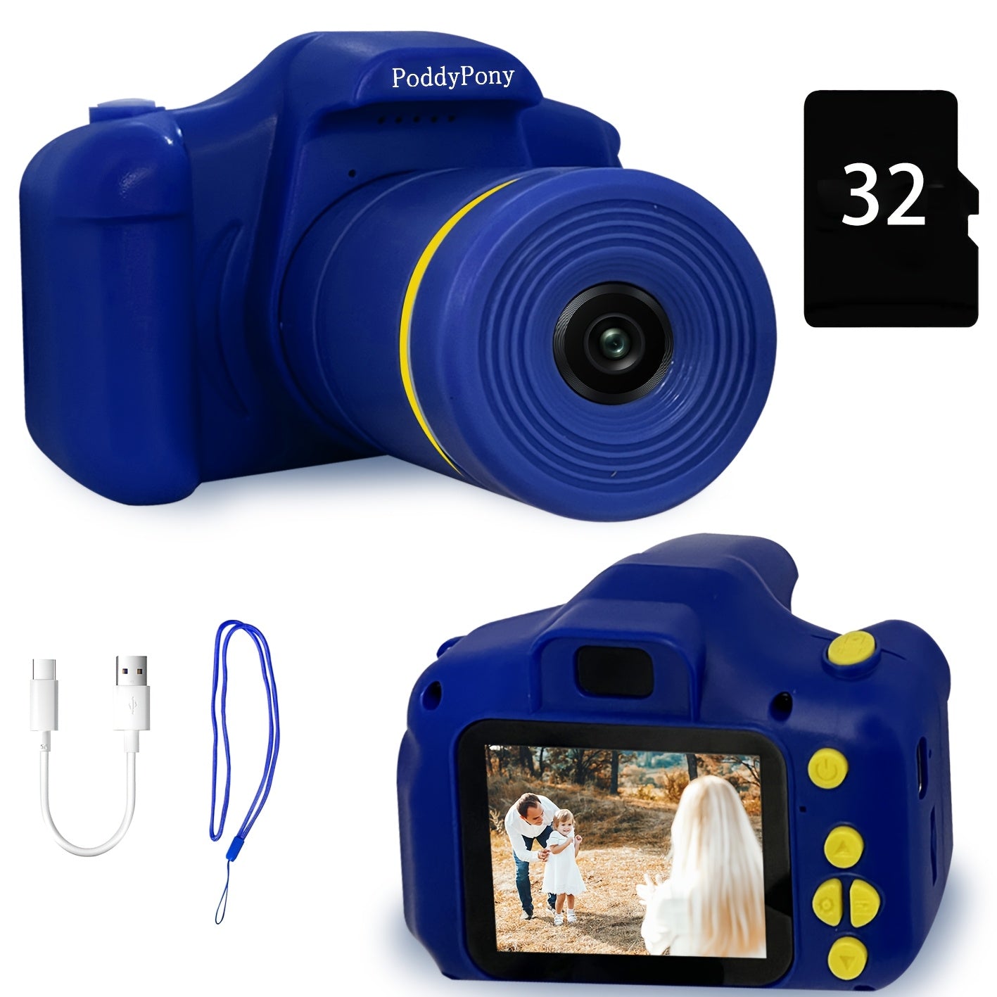 32G Kids Digital Camera - Portable, Long Lens, HD Video, Toddler-Friendly Design - Perfect Birthday, Festival, Christmas Gift for Little Photographers