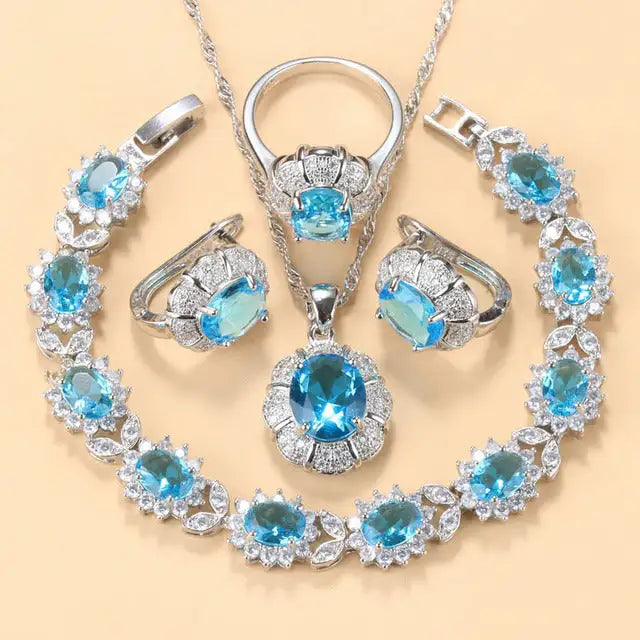 Earrings Necklace And Ring For Women 4 PCs Set