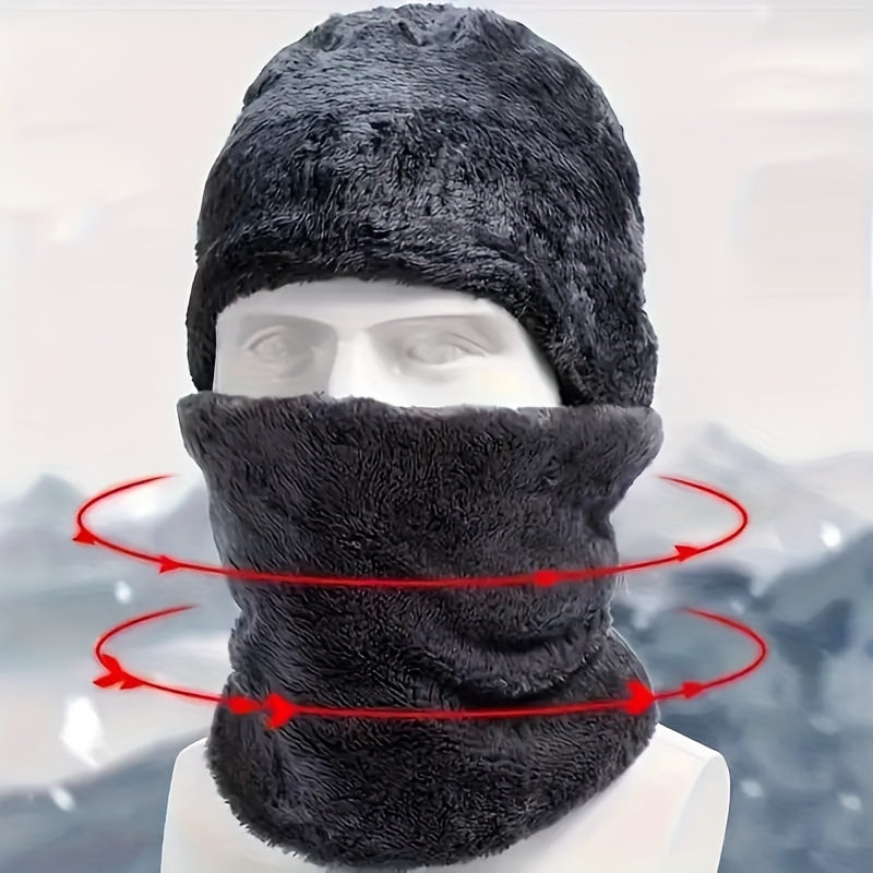 5pcs Winter Warmth Kit: Men's Sporty Knit Beanie, Faux Fur Earflaps, Non-Slip Socks & Gloves - Ultimate Cold Weather Gear Set for Outdoor Adventures - Premium  from Lizard Vigilante - Just $11.99! Shop now at Lizard Vigilante