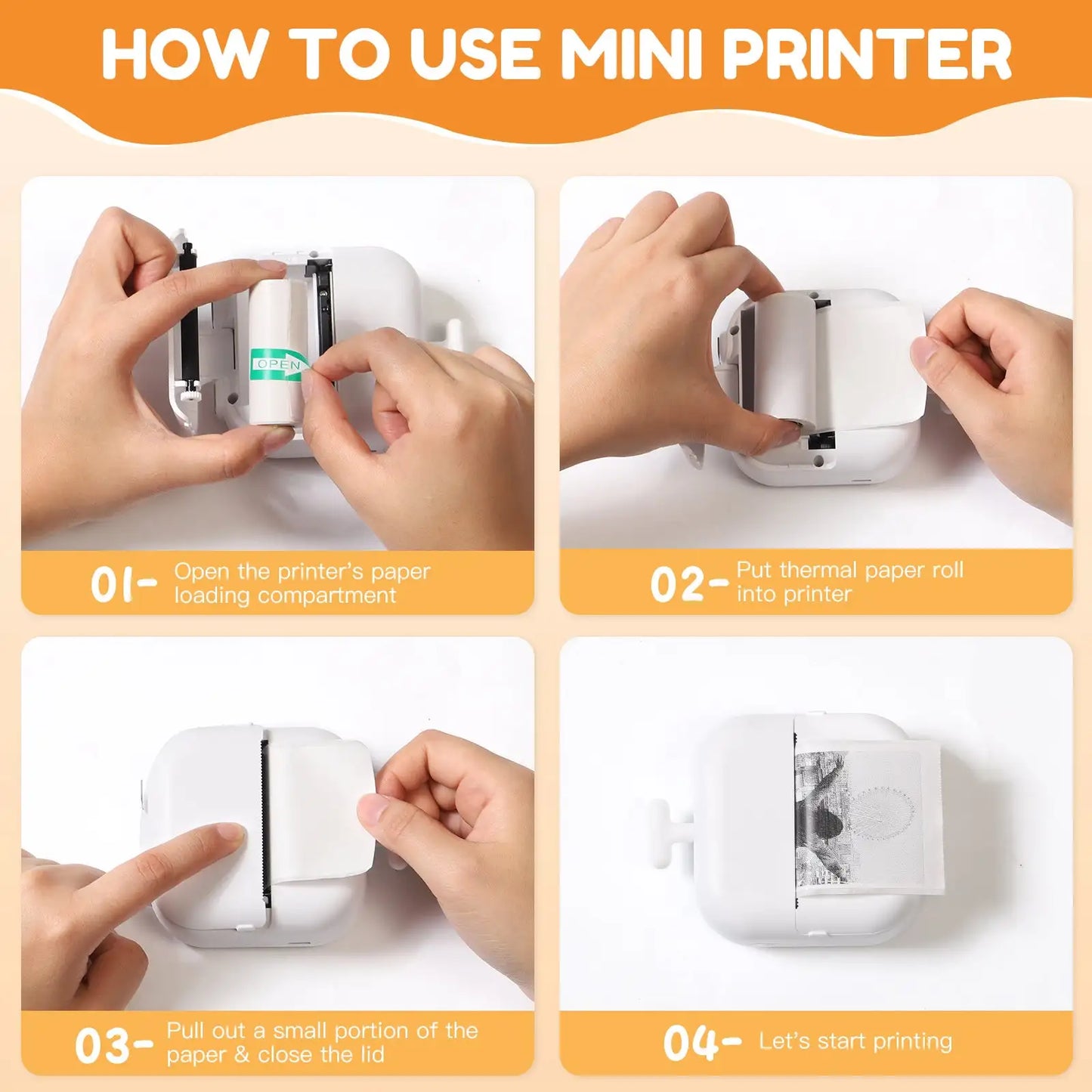 Mini Printer, All Purpose Sticker Maker With Thermal Papers, Bluetooth Portable Printer All Purpose