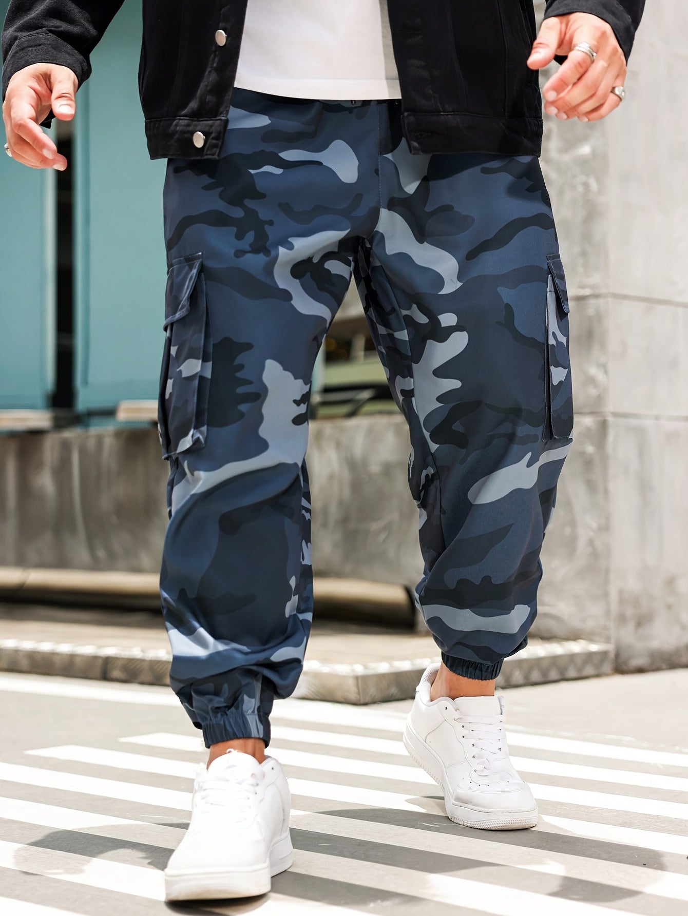 Ultimate Camouflage Combat Joggers – Men's Plus Size Cuffed Cargo Pants with Multiple Pockets - Premium joggers from Lizard Vigilante - Just $23.99! Shop now at Lizard Vigilante