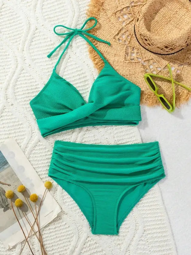 Women's Two-piece Casual Swimsuit P245 Green