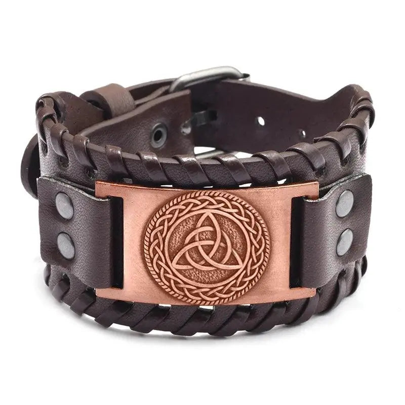 New Trendy Wide Leather Pirate Compass Bracelet Men's Bracelet Fashion Metal Compass Pattern Bracelet Accessories Party Jewelry - Premium Accessories from Lizard Vigilante - Just $17.99! Shop now at Lizard Vigilante