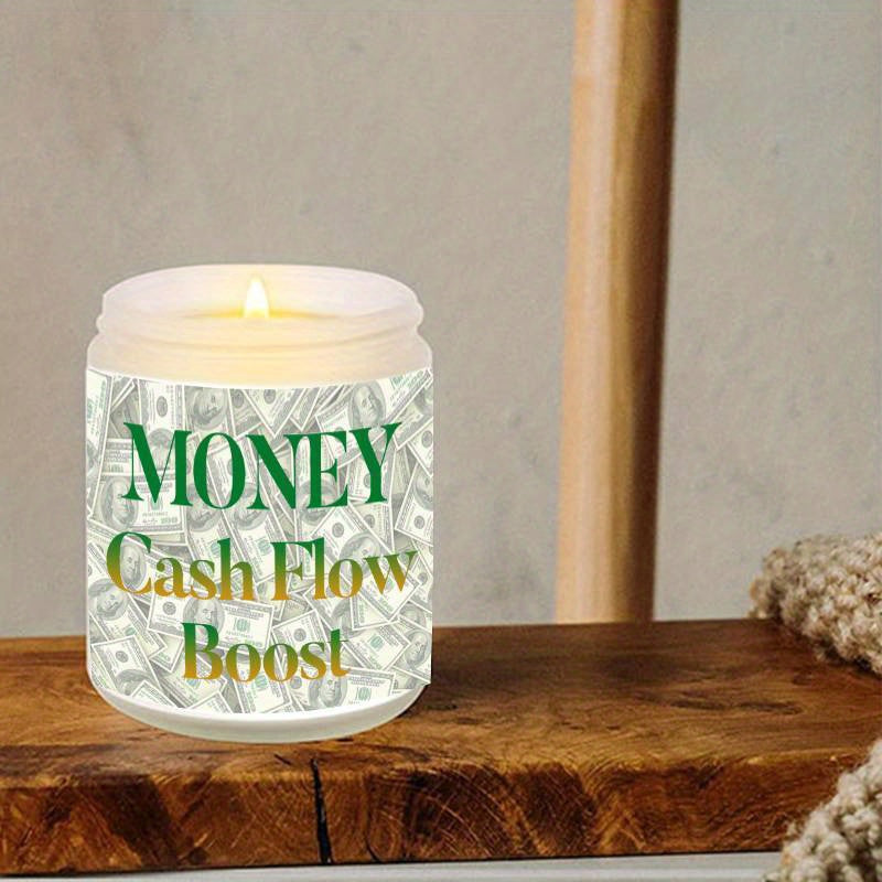 1pc 5. 3Oz Money Cash Flow Boost Scented Candle Soybean Wax Gift Idea For Women Men Adult Bestie Coworker Husband Wife Him Her Son Daughter Dad Mum Sister Brother Family On Birthday Xmas New Year Funny Unique Essential Home D
