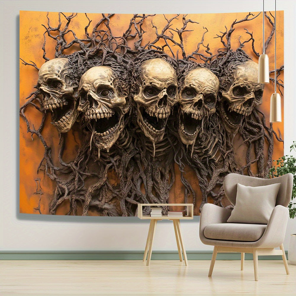 3D Skull & Branch Tapestry - Stunning Visual Art for Living Room, Bedroom, Office | Creative Decor Gift - Premium banner from Lizard Vigilante - Just $21.99! Shop now at Lizard Vigilante