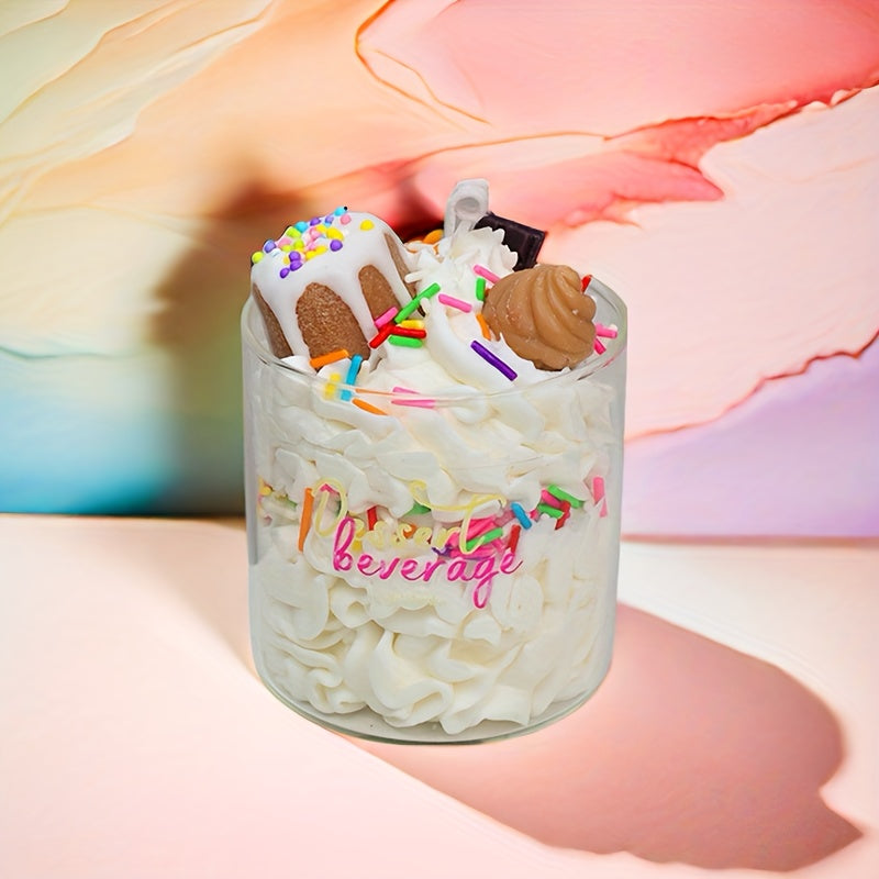 1pc Valentine's Day Scented Candle in Glass Jar - Single-Wick, Glitter Embellished, Indoor Use, Perfect for Cafe, Bakery, Restaurant Decor, Ideal for Mother's Day, Graduation, Juneteenth, Labor Day, Valentines Decorations