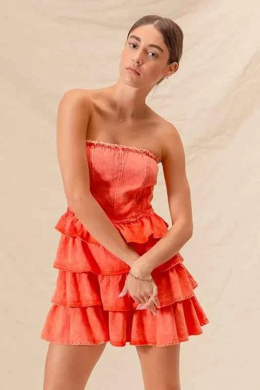 Strapless Ruffle Layered : Cheer Up Dress