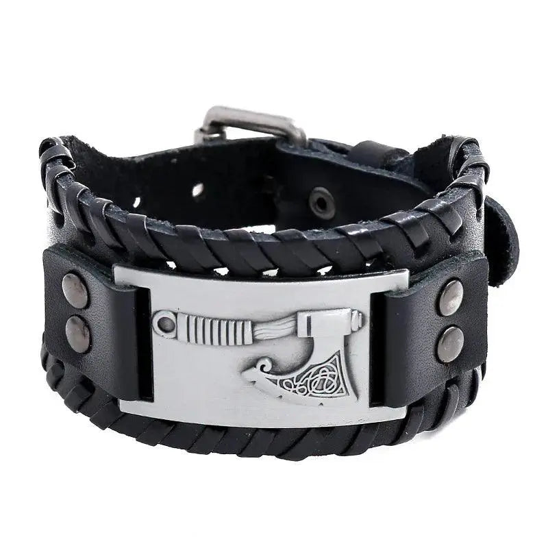 New Trendy Wide Leather Pirate Compass Bracelet Men's Bracelet Fashion Metal Compass Pattern Bracelet Accessories Party Jewelry - Premium Accessories from Lizard Vigilante - Just $17.99! Shop now at Lizard Vigilante