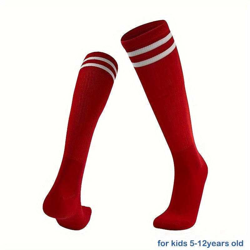 1 pair Striped Knee-High Sports Socks for Kids - Breathable & Comfortable for Basketball, Football & Running