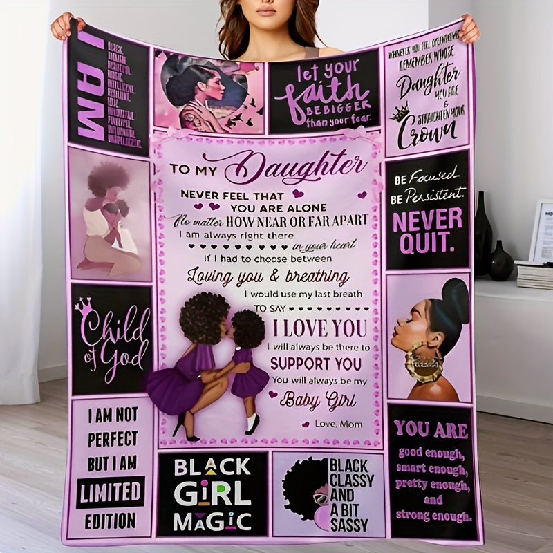 1pc To My Daughter Letter Blanket I Will Always Be There To Support You Love Mom, Women's Blanket Birthday Gift Winter Warm Blanket For Daughter