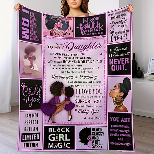 1pc To My Daughter Letter Blanket I Will Always Be There To Support You Love Mom, Women's Blanket Birthday Gift Winter Warm Blanket For Daughter