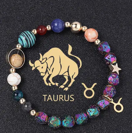 Natural Volcanic Rock Electroplating Twelve Constellations Bracelets