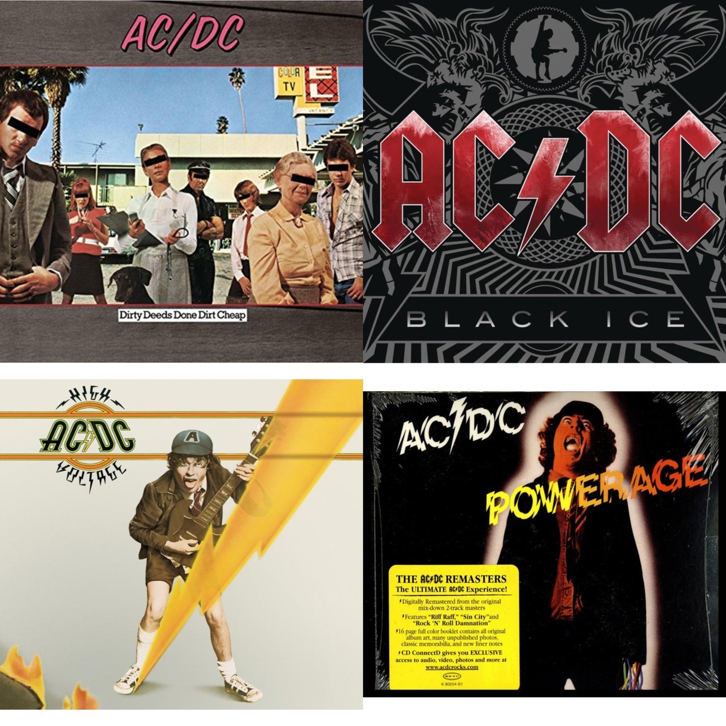 High Voltage & Dirty Deeds Done Dirt Cheap & Powerage & Black Ice
