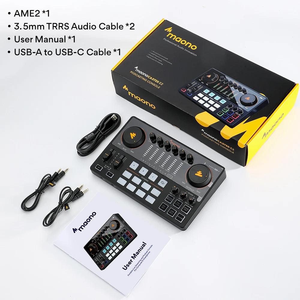 Maono AME2 Audio Interface Sound Card DJ Mixer All in One Portable Podcast Studio for Recording,Live Streaming,Youtube,Guitar,PC - Lizard Vigilante