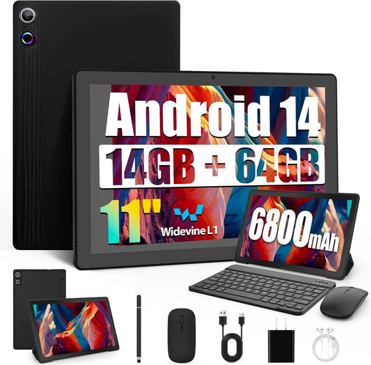 A7L 10.1 Inch Android14 Tablet 14GB RAM 64GB ROM Octa-Core Processor HD IPS WiFi Protective Case Pen Keyboard Mouse Headphone PC