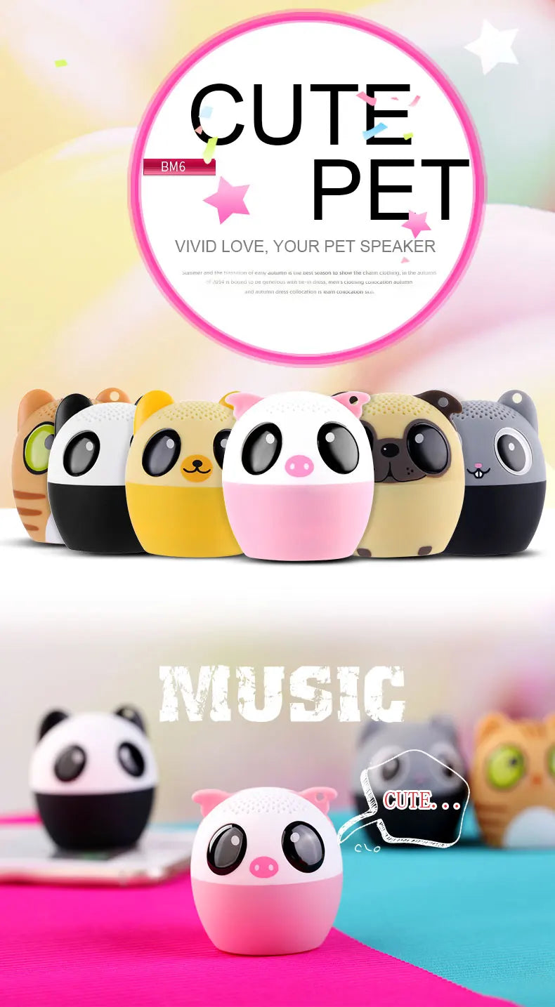 Bluetooth Speaker Outdoor Audio Pet Mini TWS Party Speaker Cartoon Animal Speaker Christmas The Best Choice for a Child's Gift