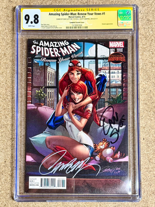 CGC SS 9.8 Signed Amazing Spider-Man Renew Your Vows #1 J Scott Campbell & Dan Slott 1:50 Variant