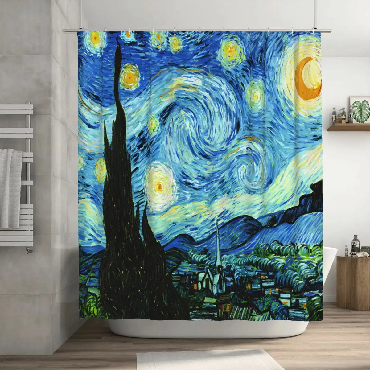 1pc Van Gogh-Inspired Artistic Shower Curtain Liner - Perfect for Bathroom Decoration - Includes 12 Hooks - Premium  from Lizard Vigilante - Just $17.99! Shop now at Lizard Vigilante