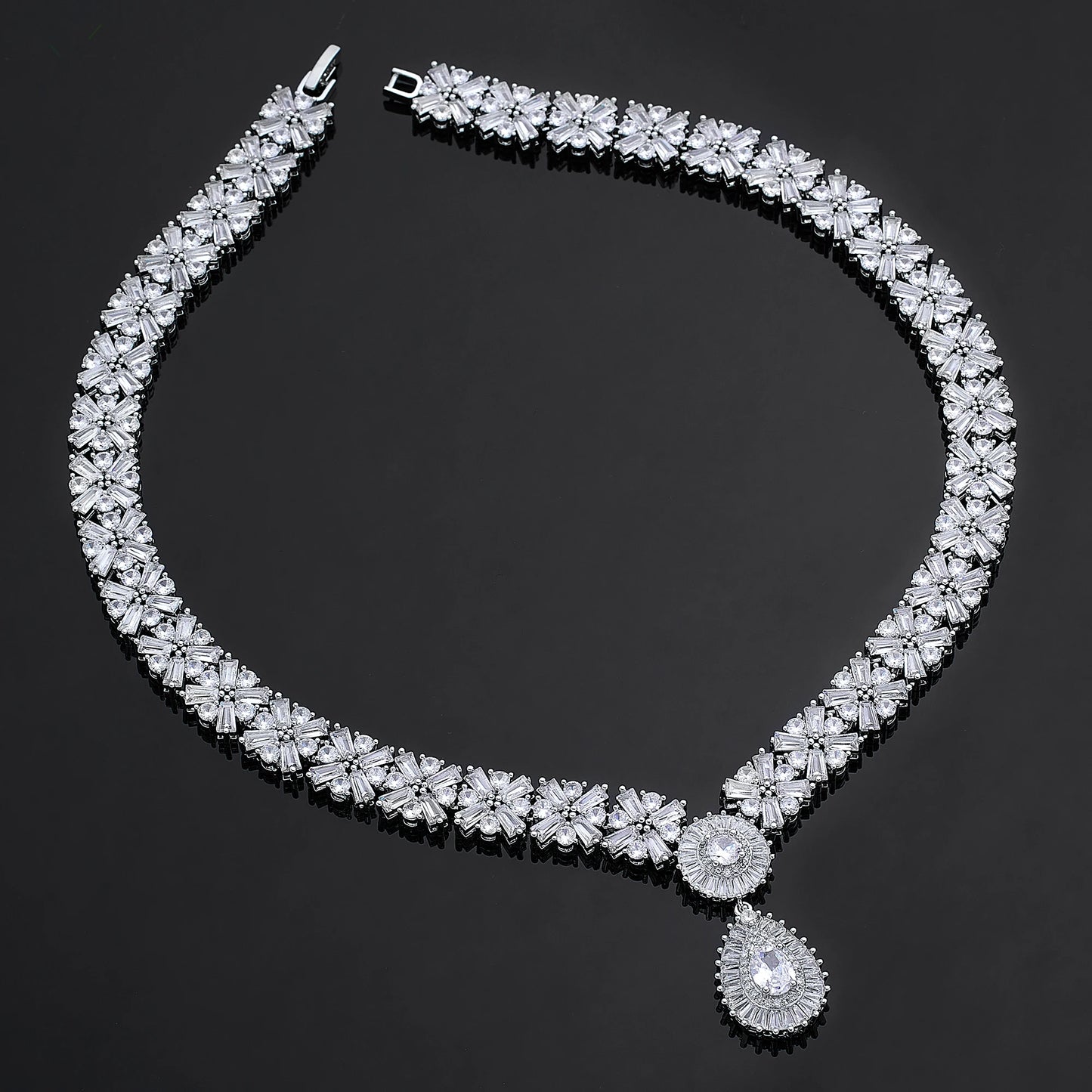 Luxury Wedding Indian Bridal Jewelry Sets Women Snowflakes Cubic Zirconia 4 pcs Necklace Earrings for Women - Premium  from Lizard Vigilante - Just $70.99! Shop now at Lizard Vigilante