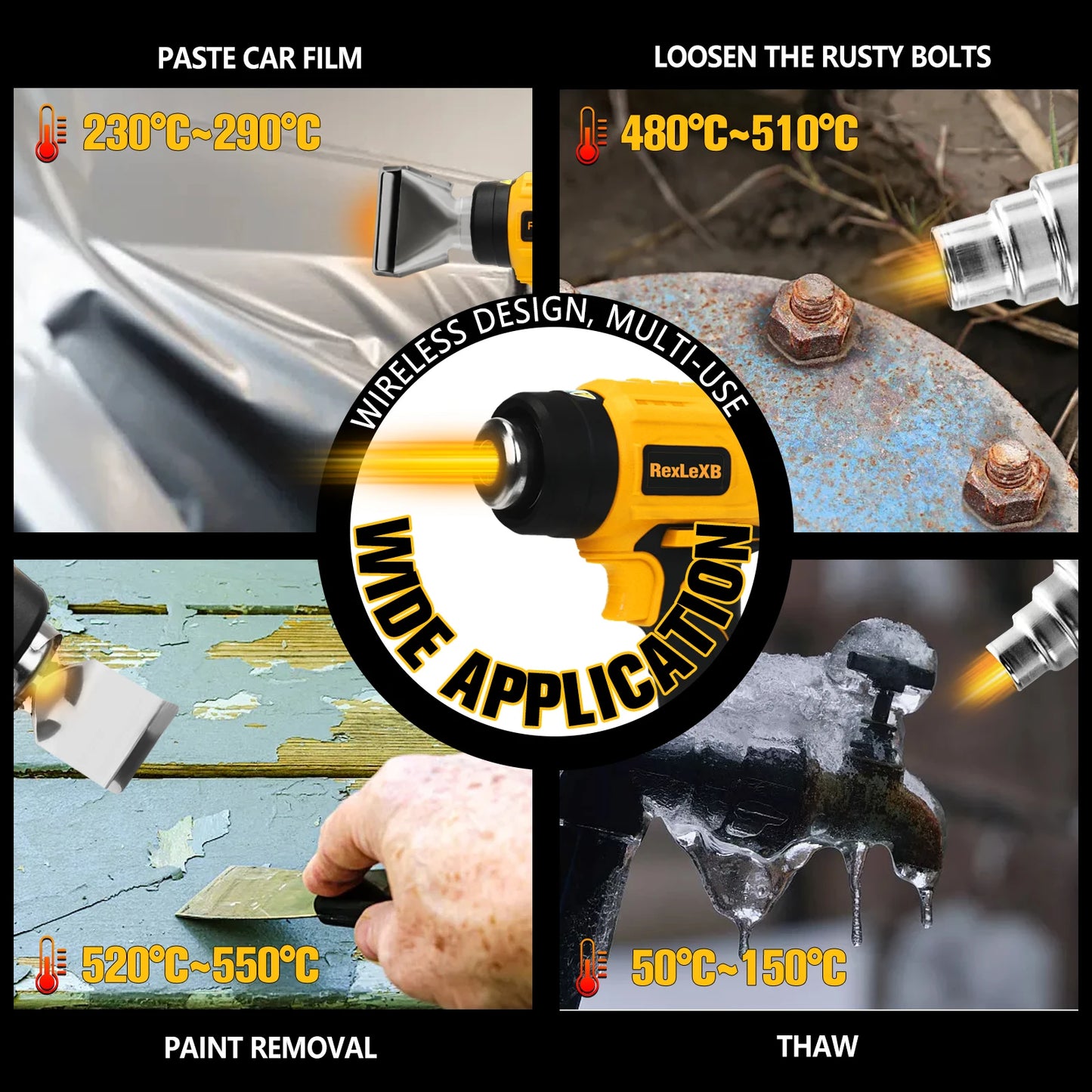 400W 500°C Cordless Heat Gun for Dewalt 20V Li-ion Battery – Powerful Hot Air Gun for Shrinking PVC, Paint Removal & More (No Battery Included) - Premium heat gun from Lizard Vigilante - Just $68.88! Shop now at Lizard Vigilante