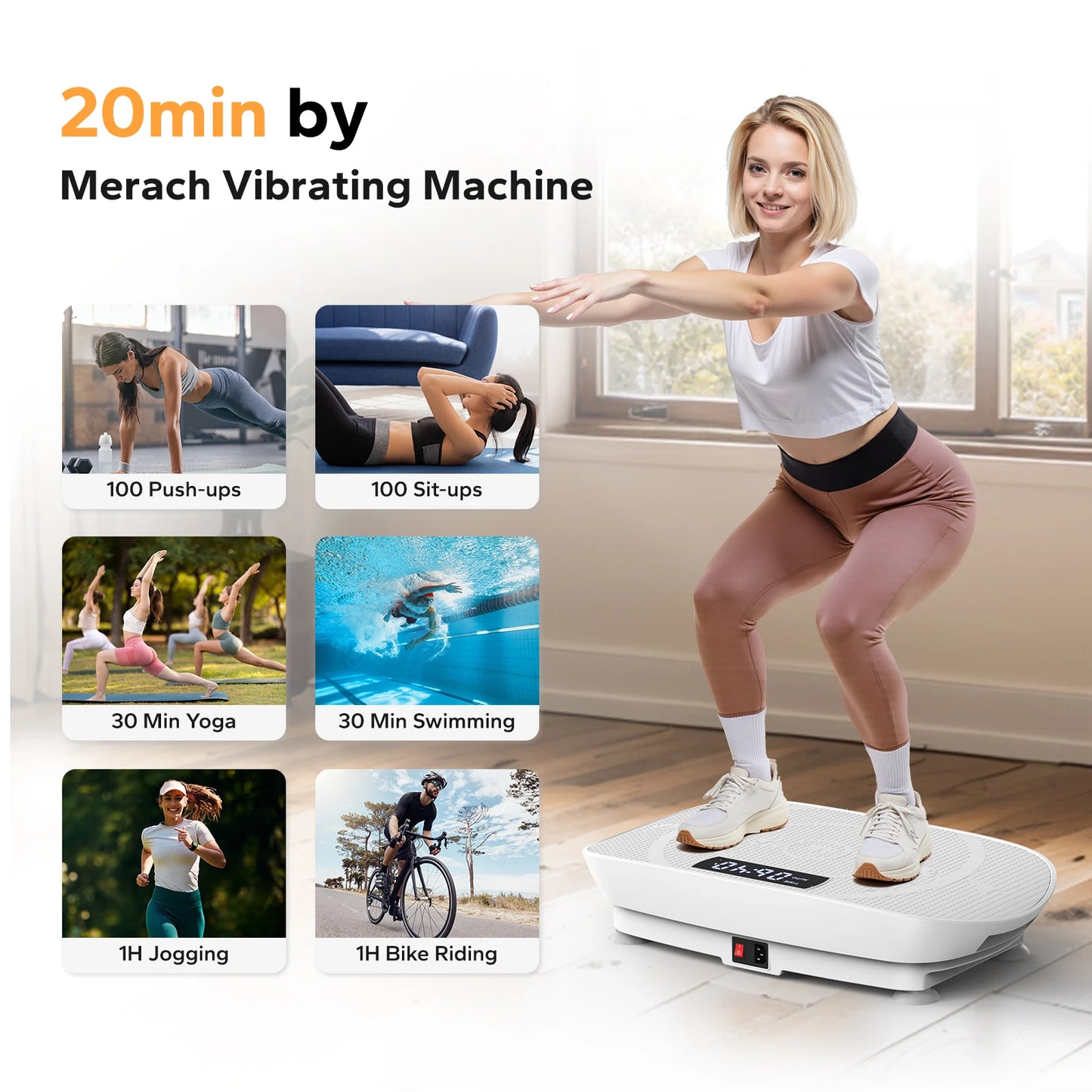 MERACH ShockWave Power Plate – Whole Body 10-Speed Fitness Vibration Machine for Extreme Fat Burn & Muscle Revival