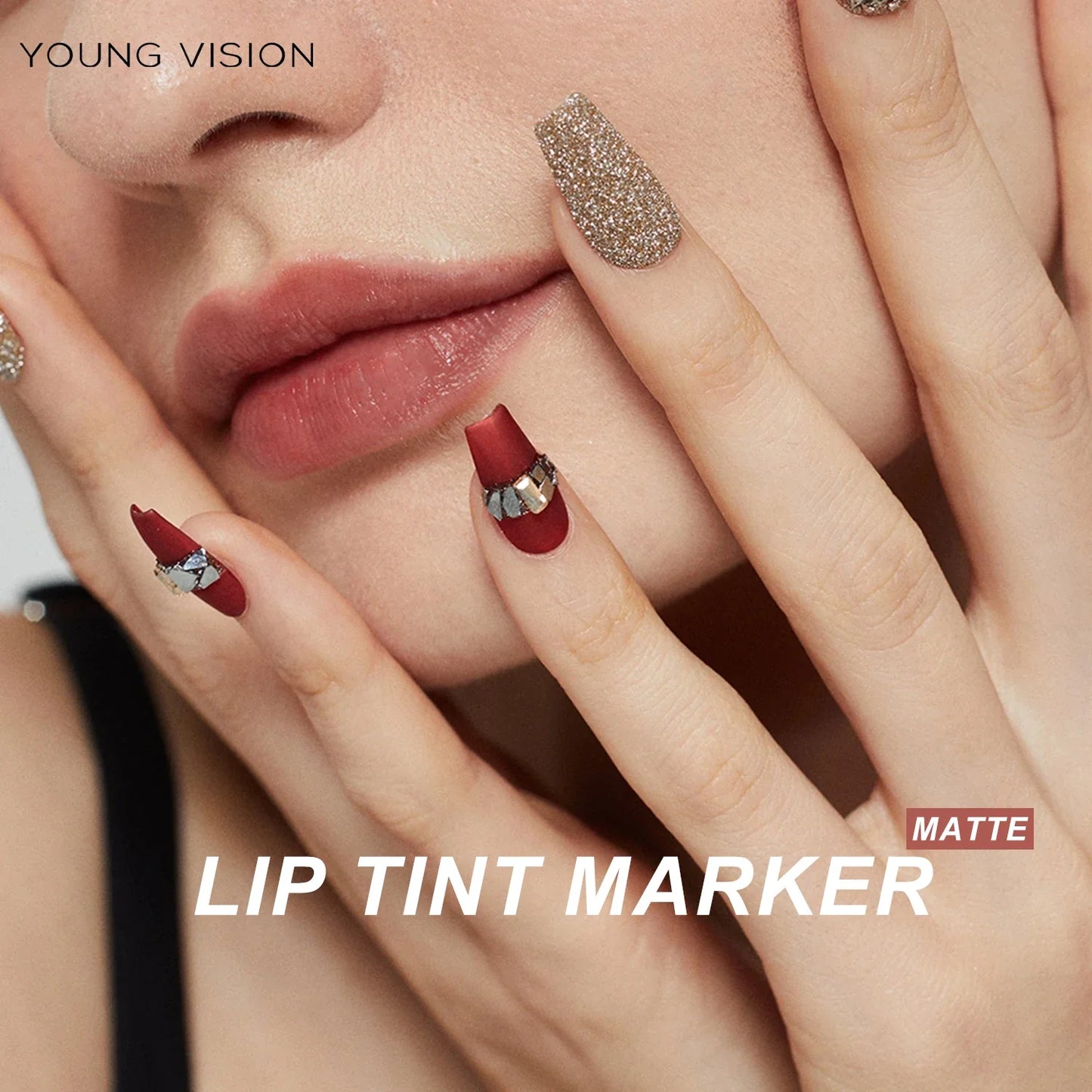 Lip Tint Pen, 6 Colors Available, Matte Water Lipstick, Non-Stick Cup, Long-Lasting, Smooth Lip Liner and Lip Stain Combo