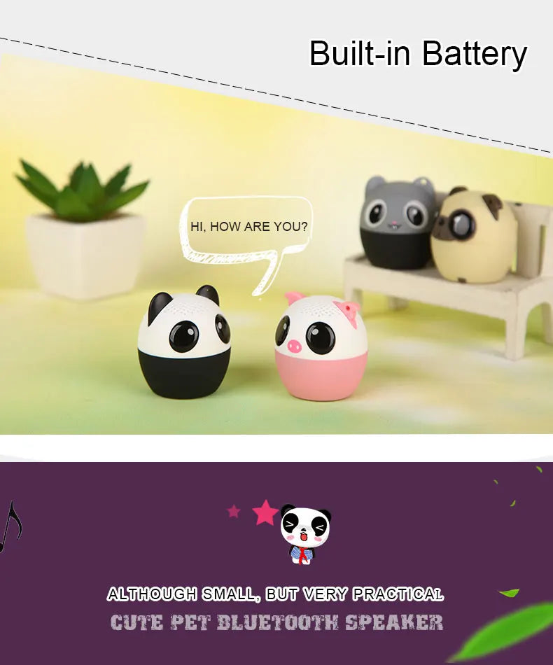 Bluetooth Speaker Outdoor Audio Pet Mini TWS Party Speaker Cartoon Animal Speaker Christmas The Best Choice for a Child's Gift