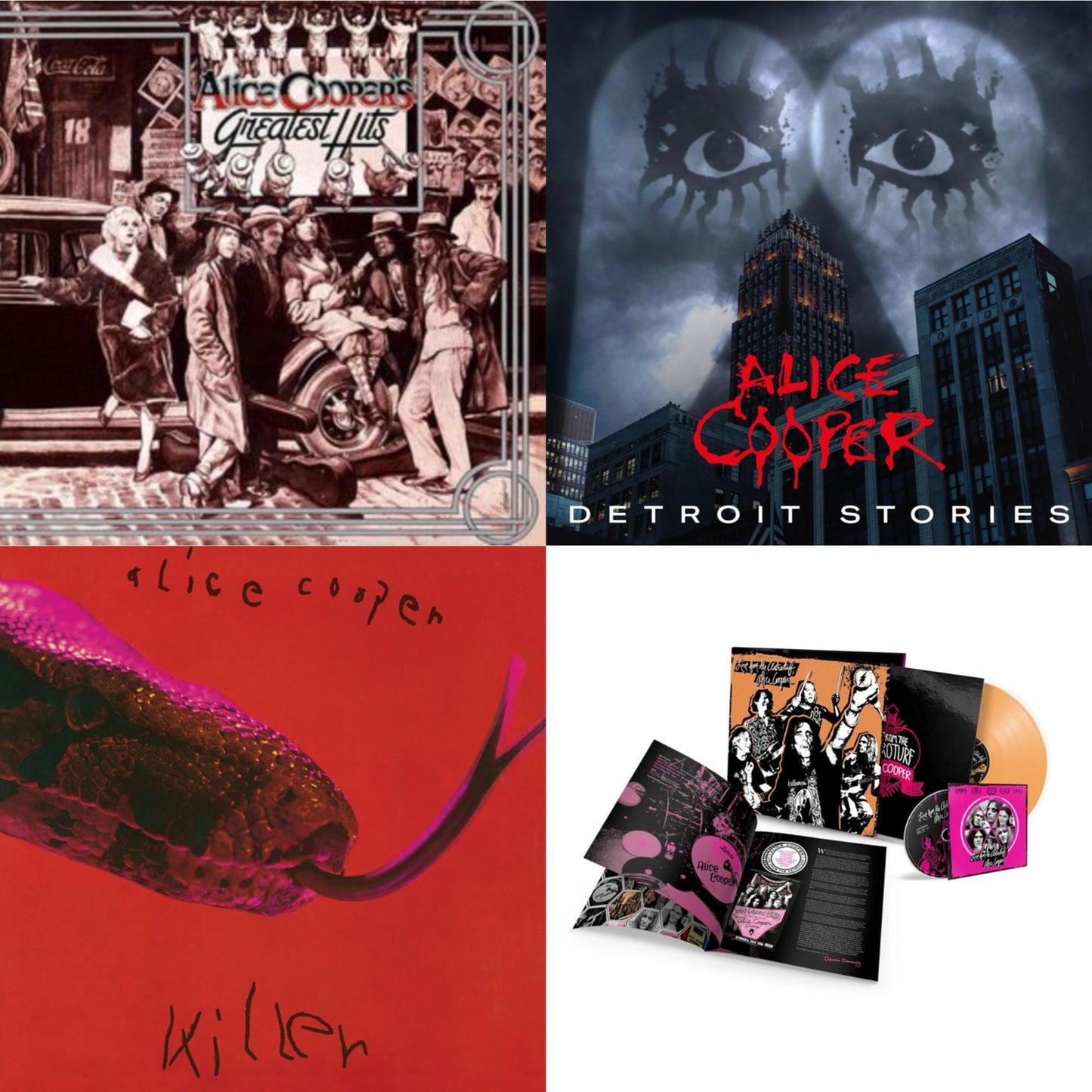 Detroit Stories (2LP) & Live From The Astroturf (Apricoot LP Vinyl/DVD) & Killer (Expanded & Remastered/3LP) & Alice Cooper's Greatest Hits (180G/Limited Anniversary Edition)