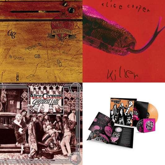 Alice Cooper - School's Out (Expanded & Remastered/3LP) & Killer (Expanded & Remastered/3LP) & Alice Cooper's Greatest Hits (180G/Limited Anniversary Edition) & Live From The Astroturf (Apricoot LP Vinyl/DVD)