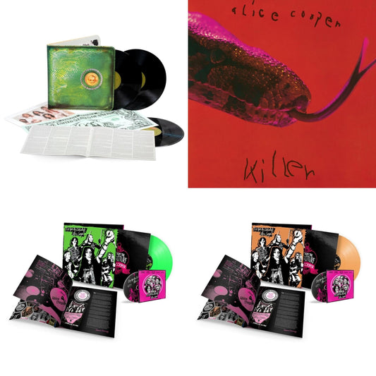 Alice Cooper - Billion Dollar Babies (50Th Anniversary/Deluxe/3LP) & Killer (Expanded & Remastered/3LP) & Live From The Astroturf (Glow-In-The-Dark LP Vinyl/DVD) & Live From The Astroturf (Apricoot LP Vinyl/DVD)