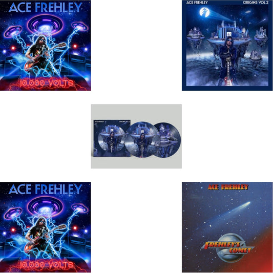 10,000 Volts (Edge Only Splatter/Metal Gym Locker/Red Splatter LP Vinyl) & 10,000 Volts (Orange Tabby LP Vinyl) & Origins Vol.2 (Blue & White LP Vinyl) & Origins: Vol. 2 (Picture Disc) & Frehley's Comet (Red & Blue Hand Poured Effect LP Vinyl)