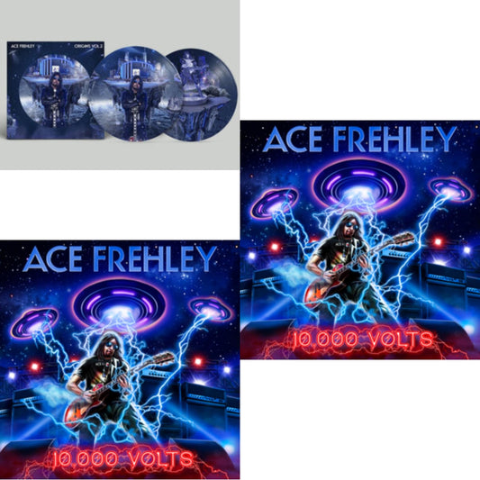 Ace Frehley - 10,000 Volts (Edge Only Splatter/Metal Gym Locker/Red Splatter LP Vinyl) & 10,000 Volts (Orange Tabby LP Vinyl) & Origins: Vol. 2 (Picture Disc)