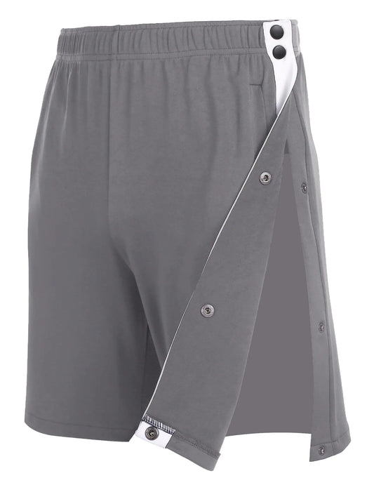 Wataxii Unisex Tear Away Shorts Mens Post Surgery Adaptive Clothing Leg Side Open Shorts Soft After Surgery Hospital Gowns Grey