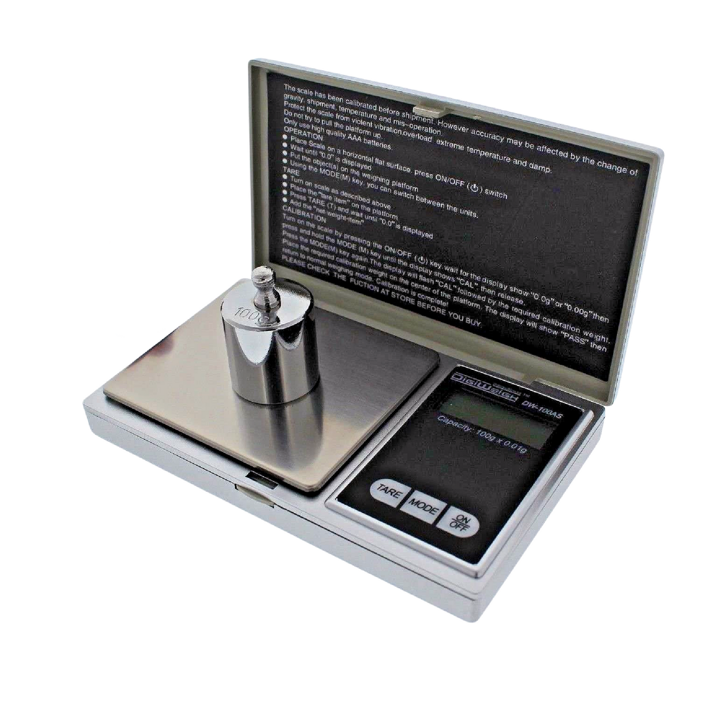 DigiWeigh DW-100AS Pocket Digital Scale – 100g x 0.01g | Precision Jewelry & Gem Scale for Gold, Gems, Reloading, Coins, Specimens