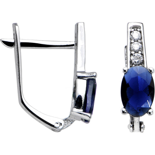 14k White Gold CZ September Birthstone Leverback Earrings
