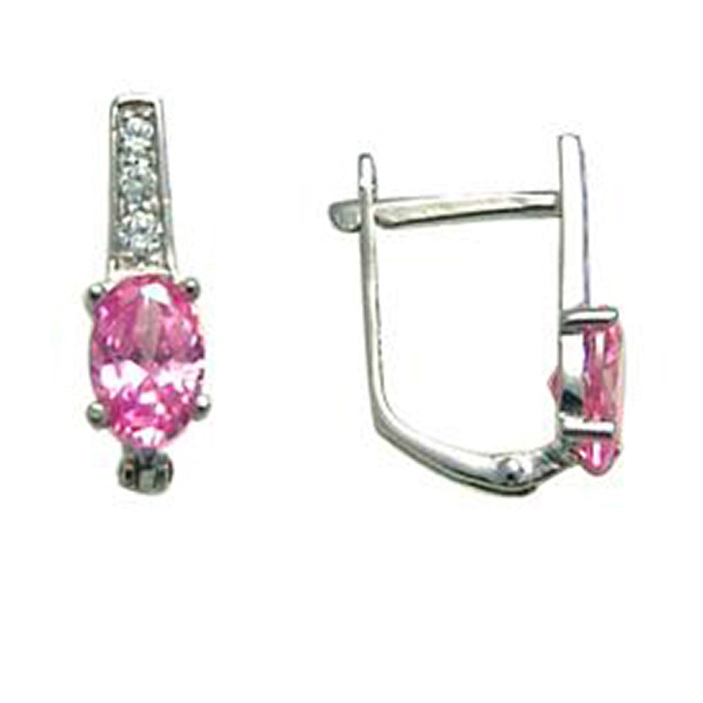 14k White Gold CZ October Birthstone Leverback Earrings