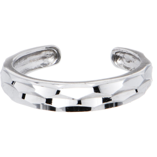 10k White Gold Diamond Cut Band Toe Ring