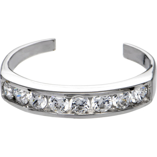 10k White Gold Cubic Zirconia Toe Ring